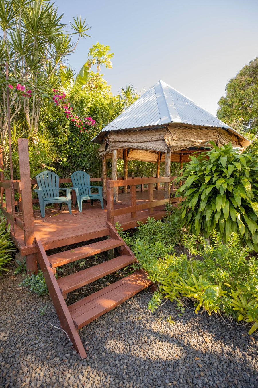 Open style accommodation - garden fale with private deck area